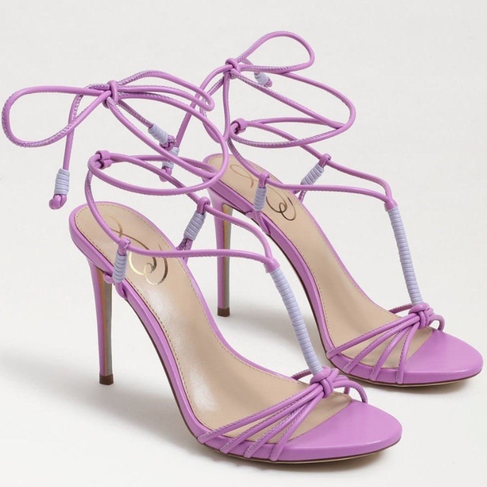 NEW Sam Edelman Safiya Lace Up Stiletto Heeled Sandals Size 8 💜Lilac color💜